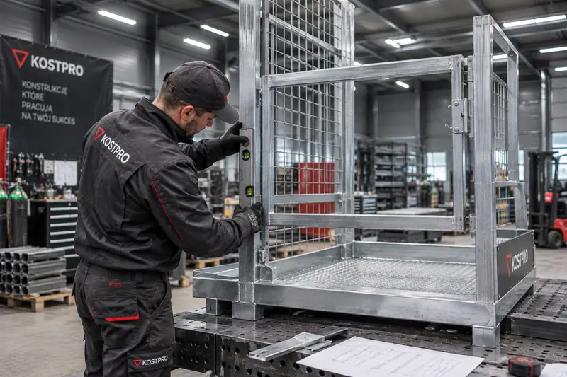 Wizualizacja kontroli geometrii stalowej platformy roboczej KOST PRO