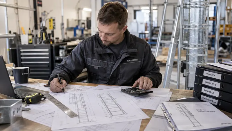 Projektowanie stalowego dojścia technicznego KOST PRO na podstawie dokumentacji obiektu